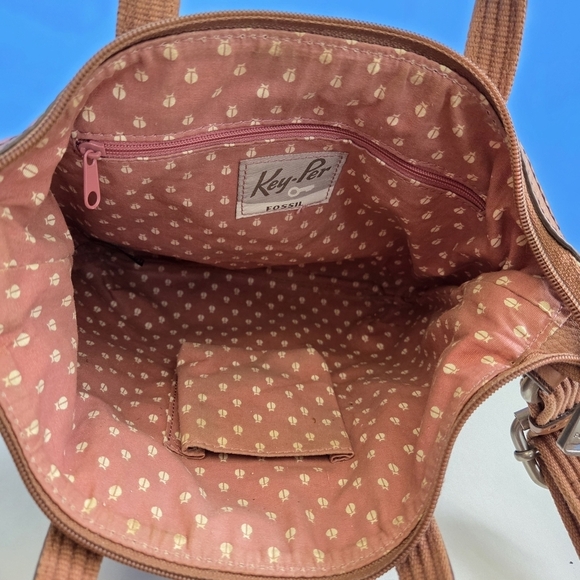 Retro Fossil Key Per Boho Crossbody Bag Coated Canvas Shoulder Floral Charms - Picture 6 of 12